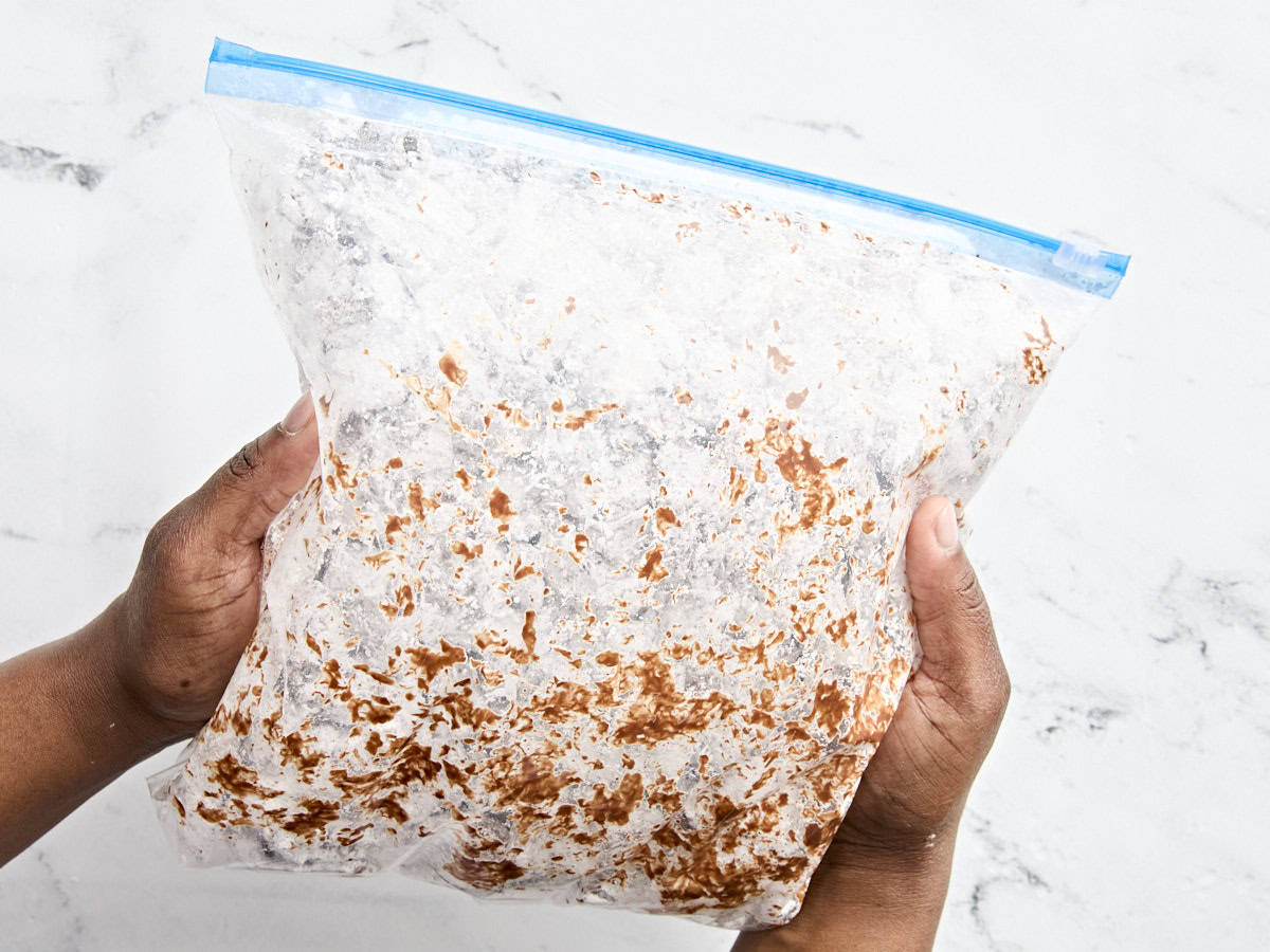 Mélange de nourriture pour chiots dans un sac ziplock.