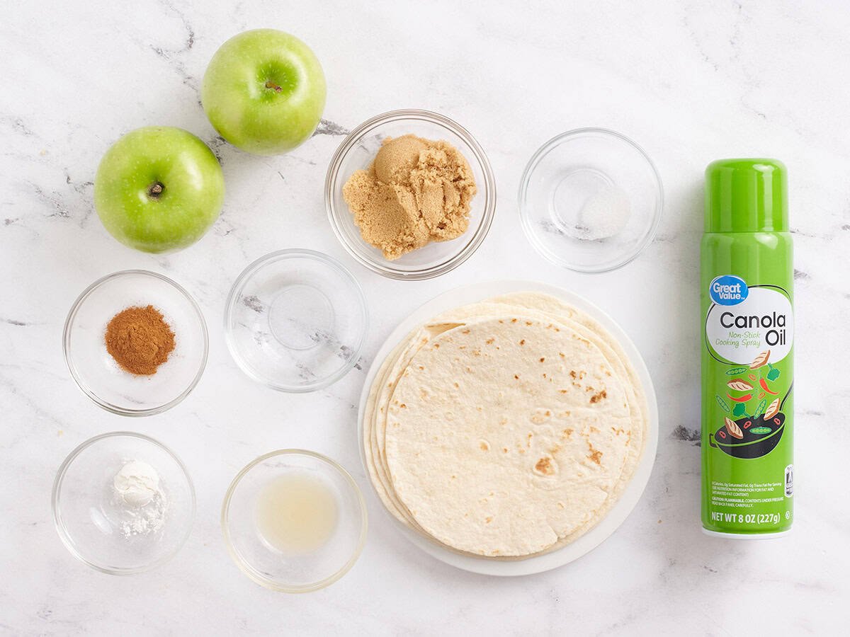 Les ingrédients pour fabriquer des flautas aux pommes frites à air.