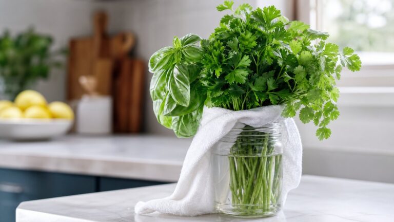 Voici l&rsquo;astuce pour garder vos herbes fraîches beaucoup plus longtemps et éviter de les jeter