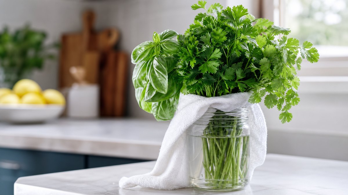 Voici l'astuce pour garder vos herbes fraîches beaucoup plus longtemps et éviter de les jeter