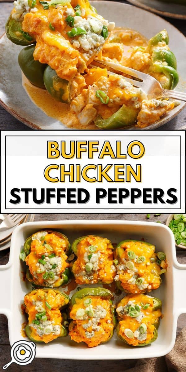 Image d'épingle de poivrons farcis au poulet Buffalo