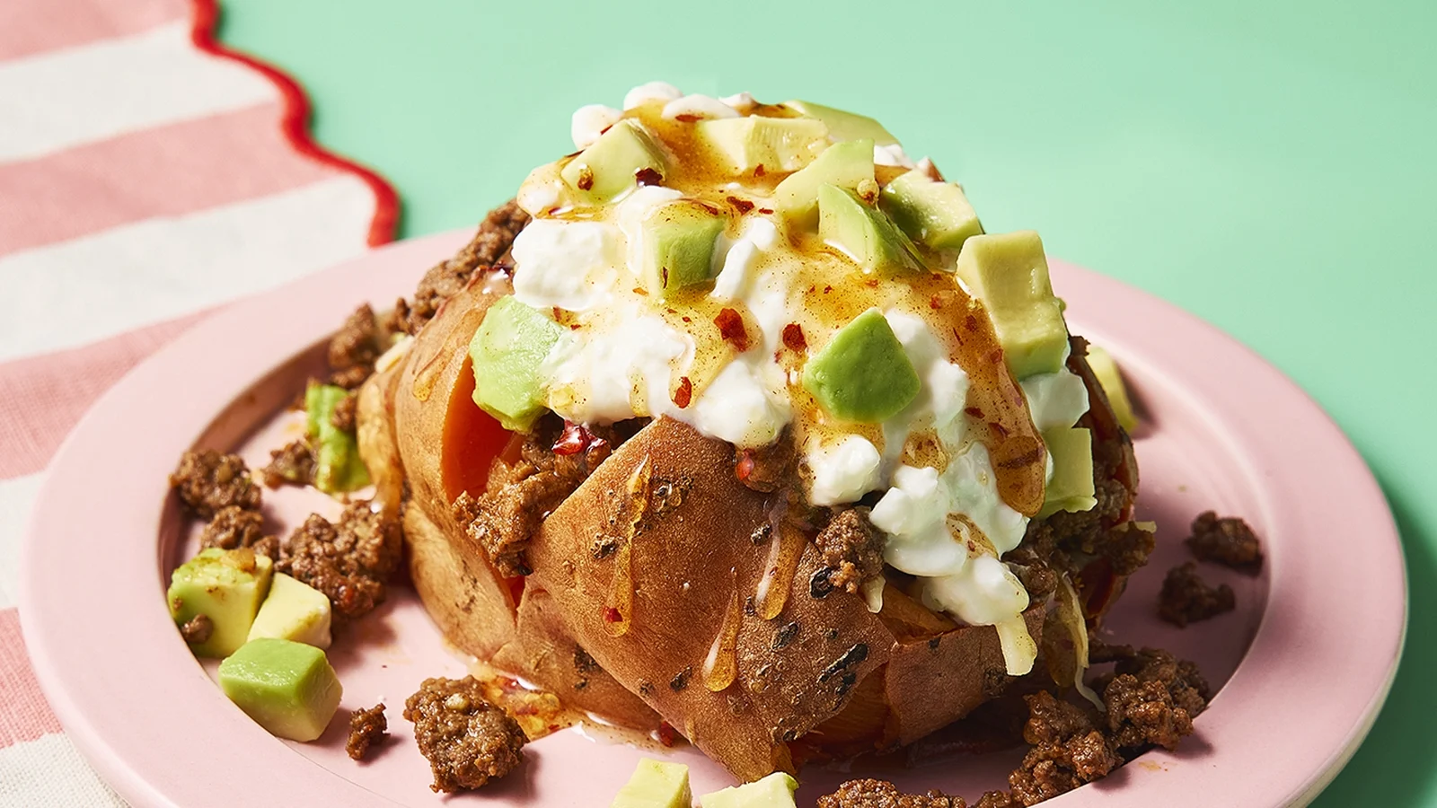 Recette de patate douce de bœuf taco épicé au miel chaud