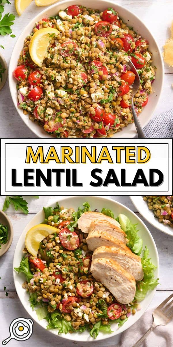 image d'épingle à salade de lentilles marinées