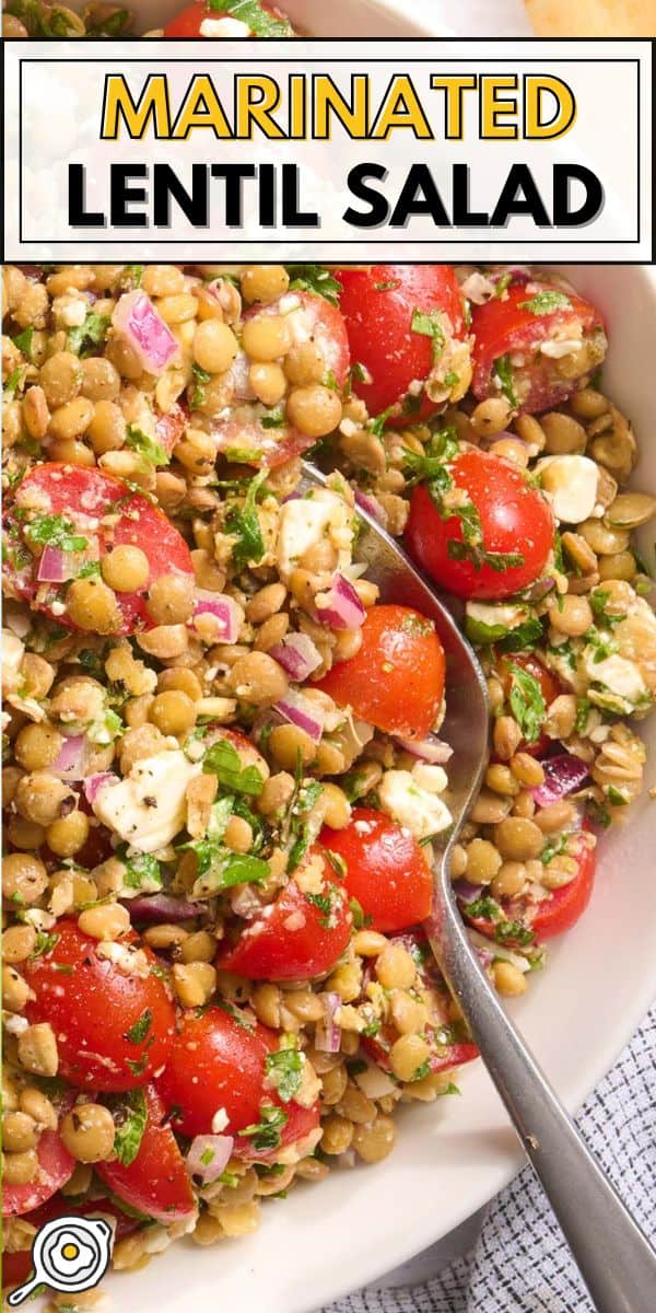 image d'épingle à salade de lentilles marinées