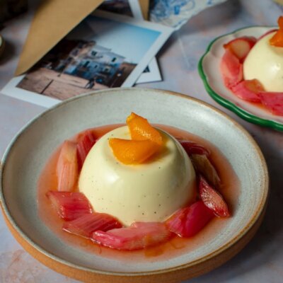 Cuisine italienne de Donal : Panna Cotta à la rhubarbe et à l'orange