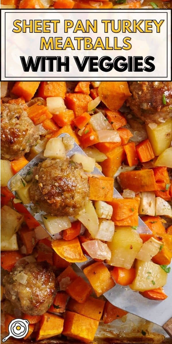 boulettes de viande de dinde sur plaque avec image d'épingle de légumes