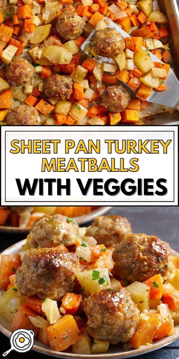 boulettes de viande de dinde sur plaque avec image d'épingle de légumes