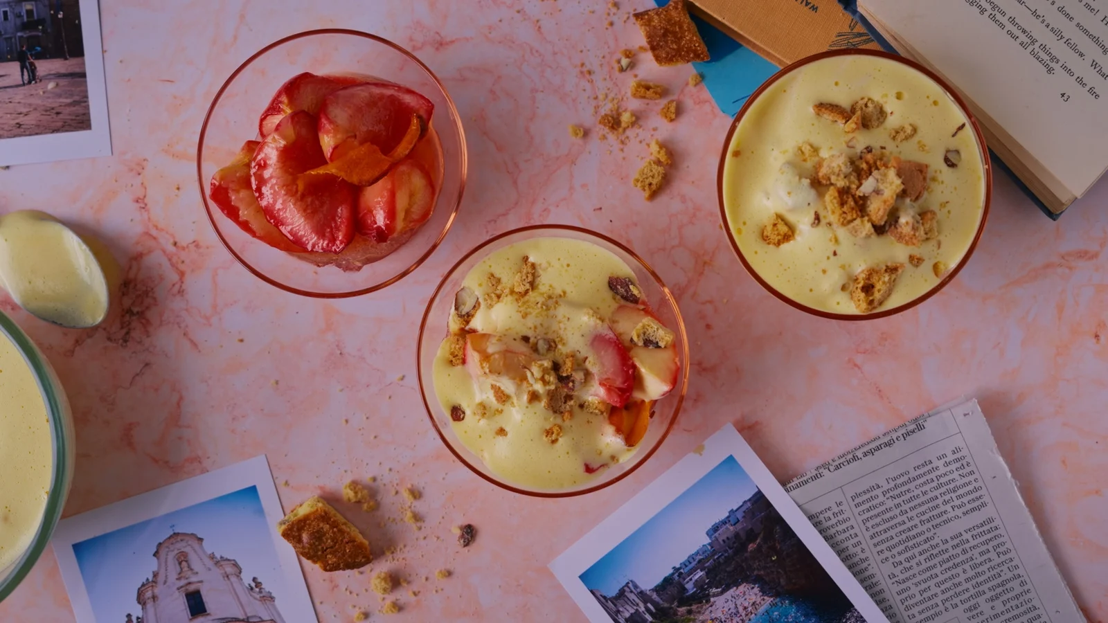 Cuisine italienne de Donal : Zabaglione aux pêches rôties